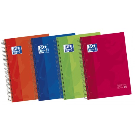 Oxford Europeanbook 5 Cuaderno Espiral Formato A4+ Horizontal 1 Linea - 120 Hojas - Tapa Extradura acabado Brillante - 5 Bandas 