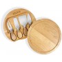 Jocca Set de Tabla de Madera y Cuchillos para Queso - Diametro 20cm - Compartimento Interior con 4 Cuchillos