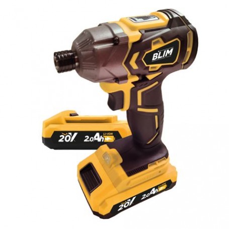 Blim Atornillador de Impacto a Bateria 20V 2Ah - Incluye 2 Baterias - 190Nm Par Maximo - 2 Velocidades 0-1000/0-2800rpm - Color 