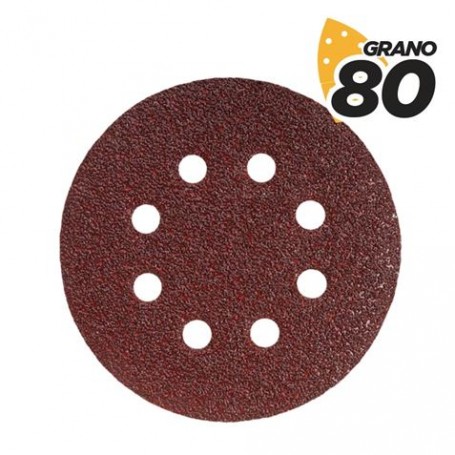 Blim Pack de 10 Lijas con Velcro para Lijadora BL0150 - 125mm - Grano 80 - Formato Circular