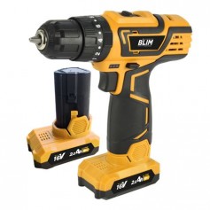 Blim Taladro Percutor a Bateria 16V 2Ah - 30Nm Par Maximo - 2 Velocidades 0-400/0-1500rpm - Incluye 2 Baterias y Maletin de Tran