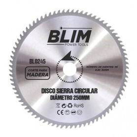 Blim Disco Corte de Madera para Sierra 250mm - 36 Dientes con Recubrimiento en Carburo de Tungsteno