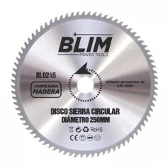 Blim Disco Corte de Madera para Sierra 250mm - 36 Dientes con Recubrimiento en Carburo de Tungsteno
