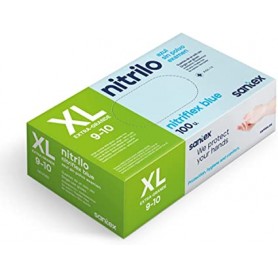 Santex Nitriflex Blue Pack de 100 Guantes de Nitrilo para Examen Talla XL - 3.5 gramos - Sin Polvo - Libre de Latex - No Esteril
