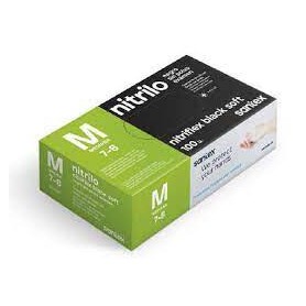 Santex Nitriflex Black Soft Pack de 100 Guantes de Nitrilo para Examen Talla M - 3.5 gramos - Sin Polvo - Libre de Latex - No Es