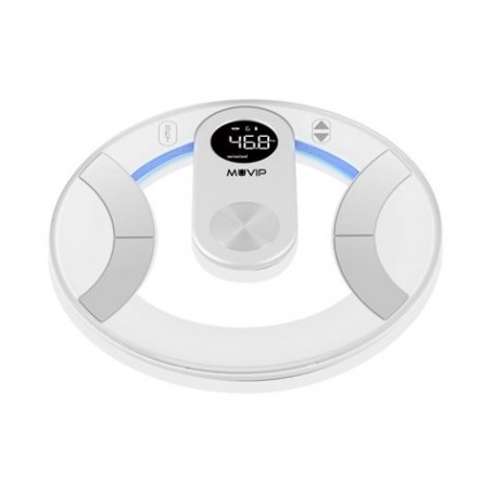 Muvip Round Design Bascula de Baño Digital - Pantalla LCD - Plataforma de Cristal - Peso Max. 180kg - Auto Apagado