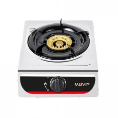 Muvip Cocina de Gas Inox 1 Fuego - Encendido Piezoelectrico - Quemador Desmontable