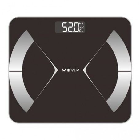 Muvip Body Muscle Bascula de Baño Digital Bluetooth - Pantalla LCD - Plataforma de Cristal Templado - 10 Memorias - Peso Max. 18