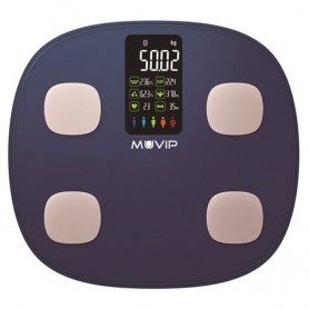 Muvip Smart Body Bascula de Baño Digital Bluetooth - Pantalla LCD Color - Plataforma de Cristal Templado - Sensores Alta Precisi