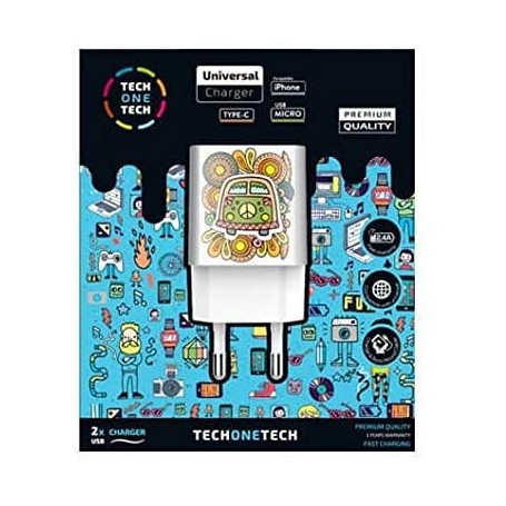 TechOneTech Green Champer Cargador Doble de Pared USB-A - Alto Rendimiento