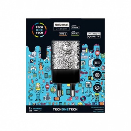 TechOneTech Art Deco Cargador Doble de Pared USB-A - Alto Rendimiento