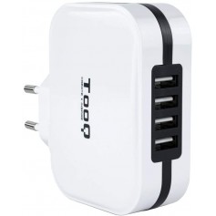 Tooq Cargador de Pared 4x USB 2.0 - Tecnologia AI - Color Blanco