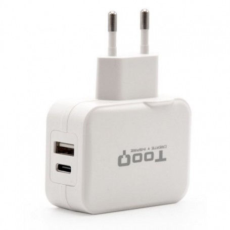 Tooq Cargador de Pared USB 2.0, USB-C - Color Blanco