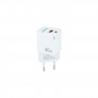 Tooq Cargador de Pared GaN USB-C/PD + USB-A/QC 30W - Color Blanco
