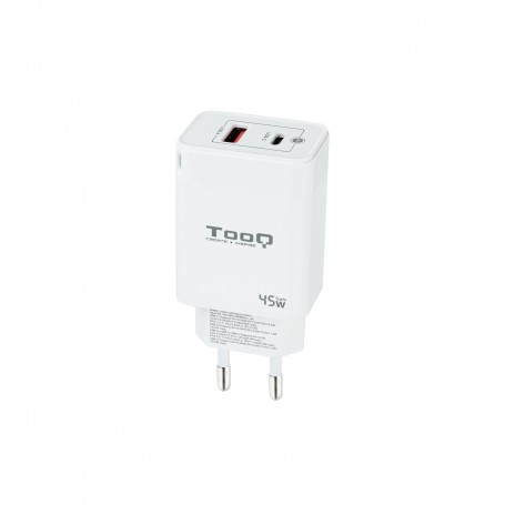 Tooq Cargador de Pared GaN USB-C/PD + USB-A/QC 45W - Color Blanco