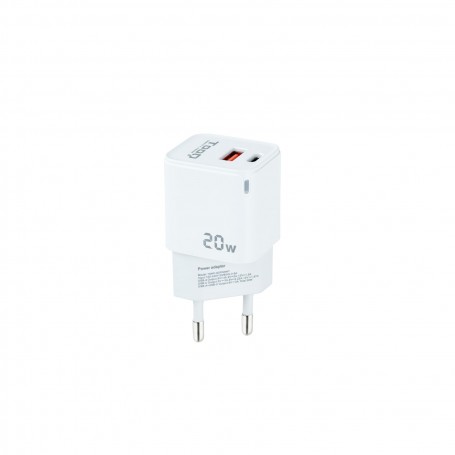 Tooq Cargador de Pared USB-C/PD + USB-A/QC 20W - Color Blanco