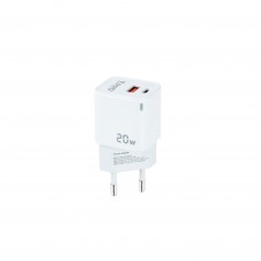 Tooq Cargador de Pared USB-C/PD + USB-A/QC 20W - Color Blanco