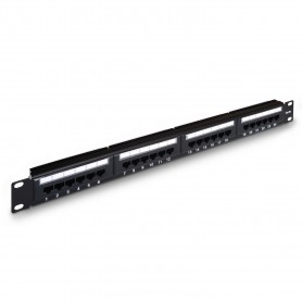 Aisens Panel de Parcheo de 24 Puertos RJ45 Cat.5e UTP - 19" 1U Dual IDC - Color Negro