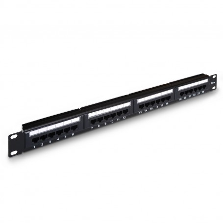 Aisens Panel de Parcheo de 24 Puertos RJ45 Cat.5e UTP - 19" 1U Dual IDC - Color Negro