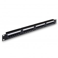 Aisens Panel de Parcheo de 24 Puertos RJ45 Cat.5e UTP - 19" 1U Dual IDC - Color Negro