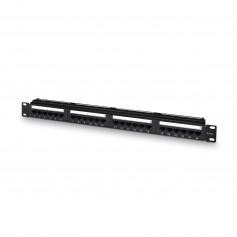 Aisens Panel de Parcheo de 24 Puertos RJ45 Cat.6 UTP - 19" 1U Dual IDC con Gestion de Cables - Color Negro