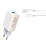 XO L85D Cargador de Corriente 18W + Cable Lightning - Carga Rapida - Proteccion Sobretensiones - Color Blanco