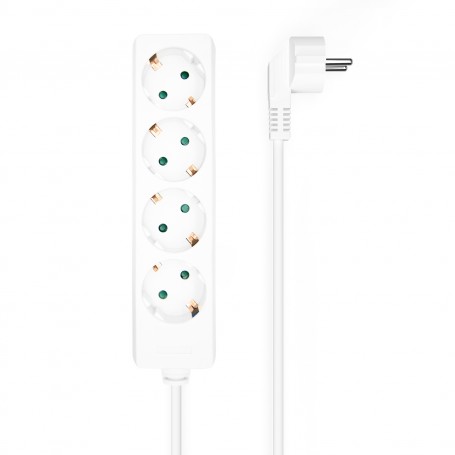 Aisens Regleta Multiple de 4 Tomas sin Interruptor con Cable 3×1.5mm2 - 1.4m - Color Blanco
