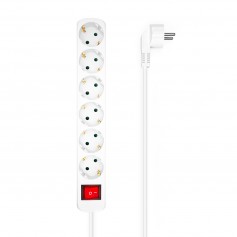 Aisens Regleta Multiple de 6 Tomas con Interruptor con Cable 3×1.5mm2 - 1.4m - Color Blanco