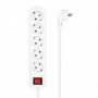 Aisens Base Multiple 5 Tomas con Interruptor con Cable 3×1.5mm2 - 1.4m - Color Blanco