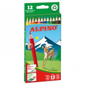 Alpino Pack de 12 Lapices de Colores Hexagonales - Mina de 3mm Resistente a la Rotura - Bandeja Extraible - Colores Vivos y Bril