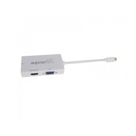 Approx Adaptador Displayport a HDMI/VGA/DVI - 3 en 1 - Resolucion 4K
