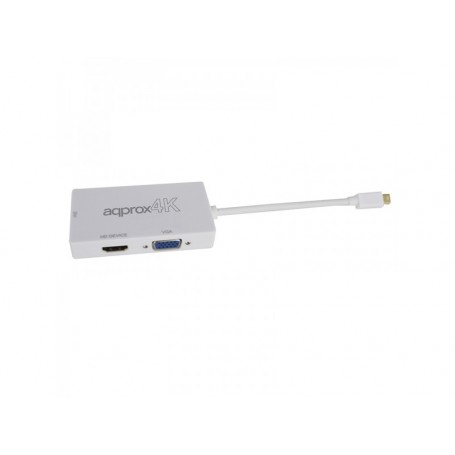 Approx Adaptador Displayport a HDMI/VGA/DVI - 3 en 1 - Resolucion 4K