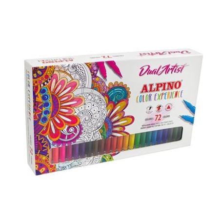 Alpino Dual Artist Color Experience Pack de 72 Rotuladores - Doble Punta para Dibujos mas Completos - Forma Triangular Ergonomic