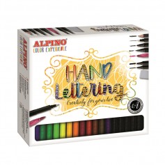 Alpino Color Experience Kit Rotuladores Hand Lettering con 30 unidades - Incluye 1 Rotulador Punta Super Pincel, 1 Rotulador Pun