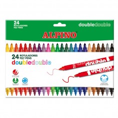 Alpino Pack de 24 Rotuladores de Doble Punta - Caja 20+4 - Pinta Grueso o Fino con un Mismo Rotulador - Superbrillantes y Superl