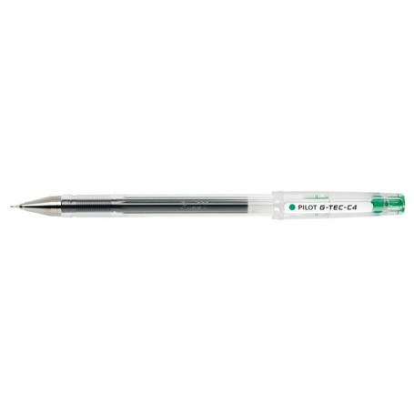 Pilot Boligrafo de Gel G-Tec C4 - Extra Fino - Recargable - Punta de Bola 0.4mm - Trazo 0.2mm - Color Verde