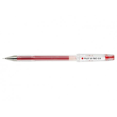 Pilot Boligrafo de Gel G-Tec C4 - Extra Fino - Recargable - Punta de Bola 0.4mm - Trazo 0.2mm - Color Rojo