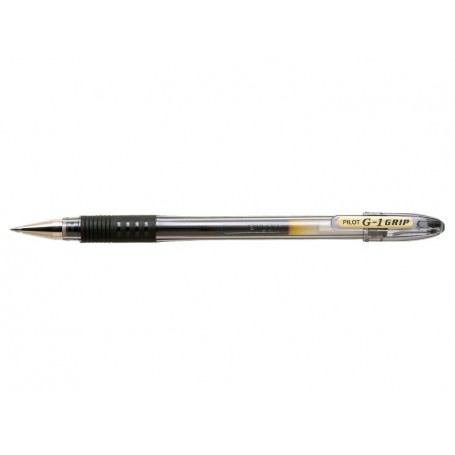 Pilot Boligrafo de Gel G1 Grip - Recargable - Grip de Goma - Punta de Bola 0.5mm - Trazo 0.3mm - Cuerpo Transparente - Color Neg