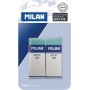 Milan Nata 520 Artist Pack de 2 Gomas de Borrar Rectangulares - Plastico - Faja de Carton Blanca - No Daña el Papel - Color Verd