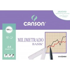 Canson Minipack de 12 Hojas A4 - Milimetrado Basik - 21x29.7cm - 100g - Color Sepia