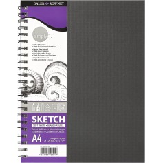 Daler Rowney Simply Cuaderno de Dibujo A4 - Cubierta Rigida con Encuadernacion en Espiral - 100g/m2 - Color Blanco