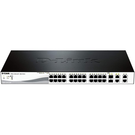 D-Link Switch Semigestionable PoE 24 Puertos Fast Ethernet + 2 Puertos Gigabit + 2 Puertos Combo