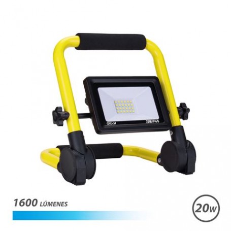 Elbat Foco Led con Soporte Plegable 20W - 1600lm - Luz Fria 6500K - Cable de 1.50m