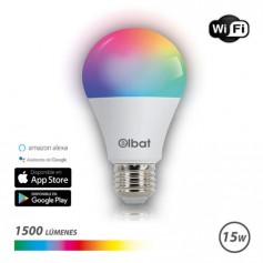 Elbat Bombilla LED Smart Wi-Fi A65 E27 15W 1500lm RGB - Temperatura 2700K a los 6000K - Control de Voz - Control Remoto - 3 Modo