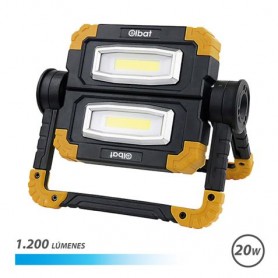 Elbat Foco Led Recargable 20W - 1200 Lumenes - Luz Fria 6500K - Bateria 5000mAh - Autonomia de 5 a 9 horas