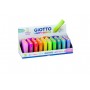 Giotto Happy Gomma Expositor de 40 Gomas de Borrar - Forma de Lapiz - Para Borrar Grafito - 10 Colores Fluo