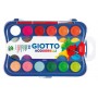 Giotto Estuche de 24 Acuarelas de 30mm + Pincel - Colores Brillantes, Intensos y Vivos - Muy Cubrientes - Colores Surtidos