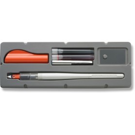 Pilot Pack de Pluma Estilografica Parallel Pen 1.5mm - Punta de Acero - Trazo de 1.5mm - 2 Recargas, Kit Limpieza Interior y Ext