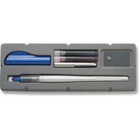 Pilot Pack de Pluma Estilografica Parallel Pen 6.0mm - Punta de Acero - Trazo de 6.0mm - 2 Recargas, Kit Limpieza Interior y Ext