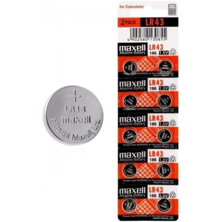 Maxell Pack de 10 Pilas Alcalinas de Boton LR43 1.5V